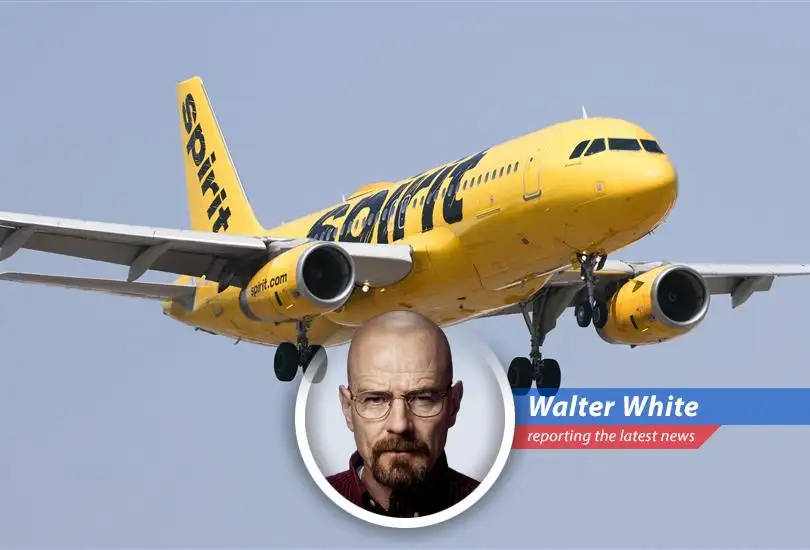 A Spirit Airlines plane on the tarmac, symbolizing the carrier's precarious financial situation and the potential government intervention.