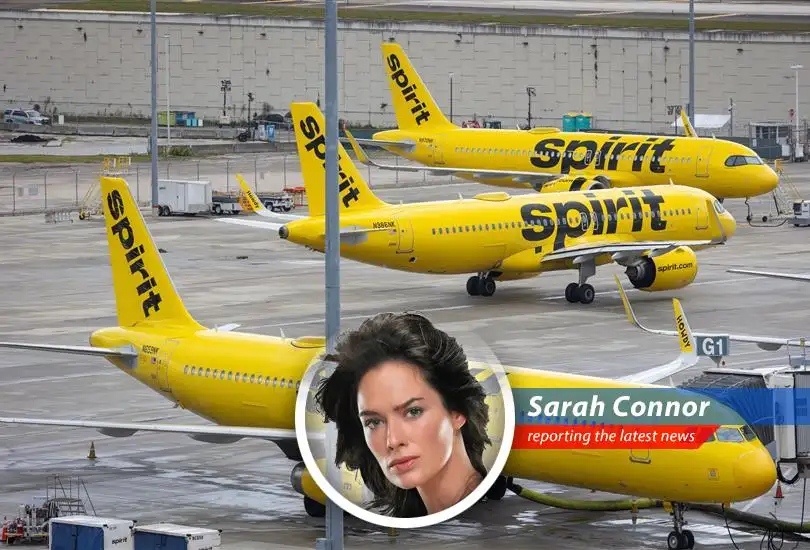 A Spirit Airlines plane sits grounded, symbolizing the end of an era for the budget carrier
