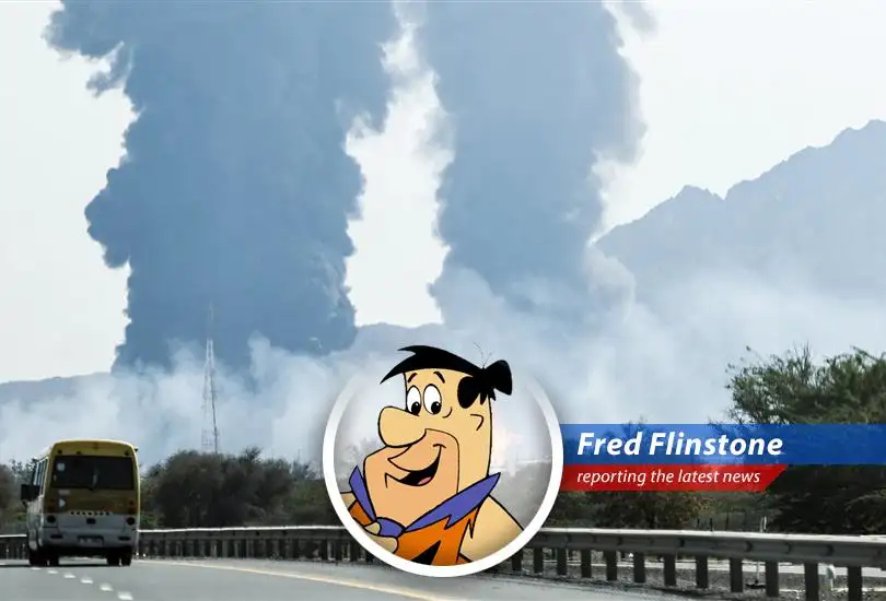 A Stone Age rendition of modern energy infrastructure damage, depicting the scale of destruction.