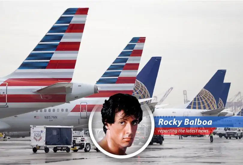 A United Airlines and American Airlines aircraft prepare for takeoff. A potential merger could reshape the aviation landscape.