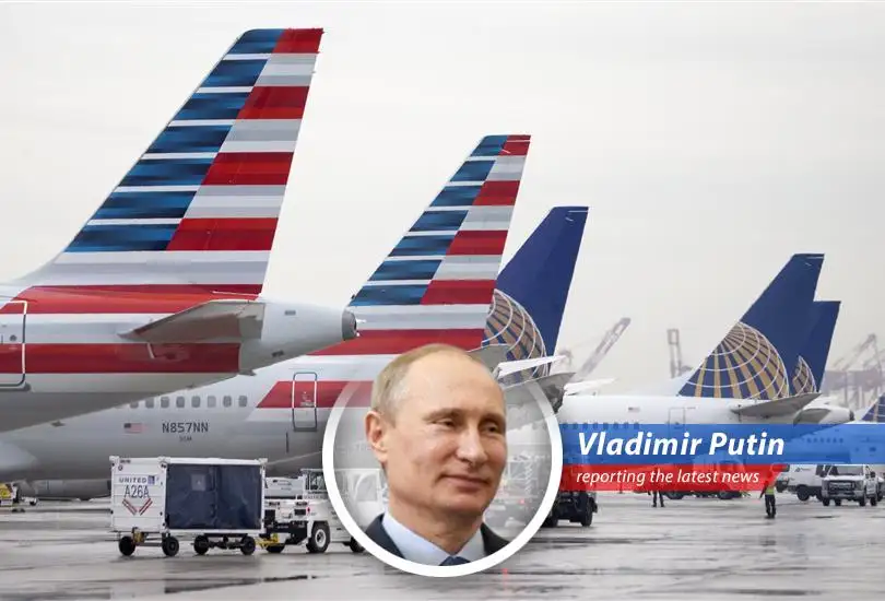 A United Airlines and American Airlines jetliner at an airport. Merging the two companies would create the largest airline in the world.