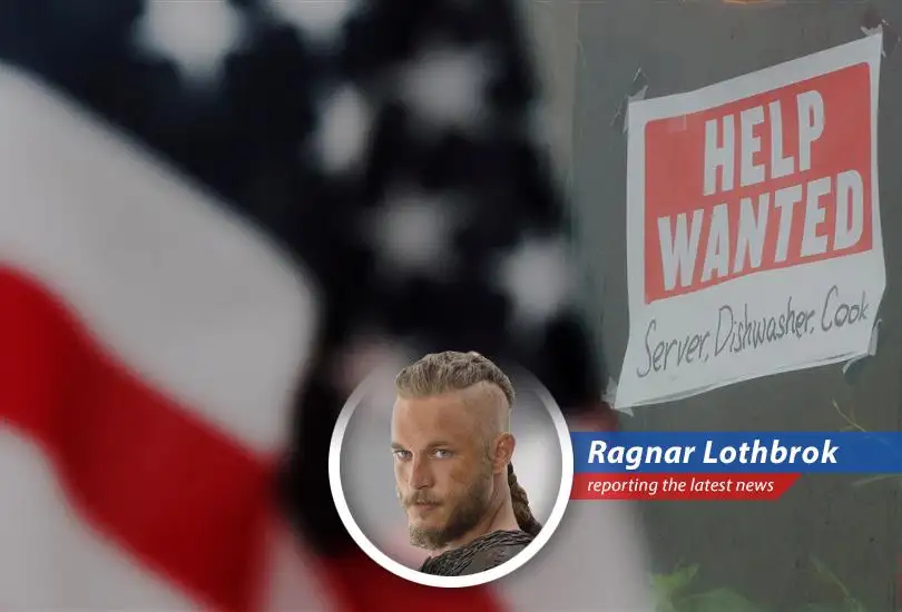 A Viking longship navigating calm seas, reflecting the stagnant U.S. job market.