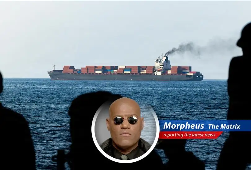 A cargo ship navigates the Strait of Hormuz before the conflict.