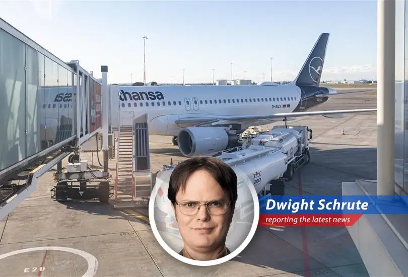 A commercial airplane taking off amidst rising jet fuel prices and potential supply shortages.