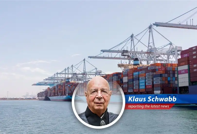 A container ship navigates choppy waters, symbolizing the turbulent state of global trade amidst geopolitical tensions.
