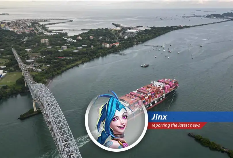 A container ship navigates the Panama Canal, a crucial trade route now at the center of a geopolitical storm.