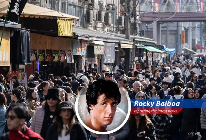 A graph showing Japan's inflation rate decreasing. The Japanese flag is visible in the background symbolizing the country's economic resilience.