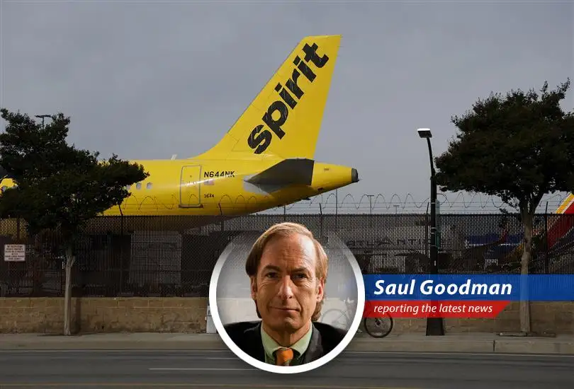 A grounded Spirit Airlines plane symbolizes the carrier's recent bankruptcy and operational shutdown.