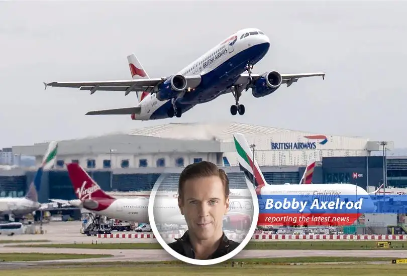 A jetliner ascends, symbolizing the looming jet fuel crisis threatening Europe's air travel industry.