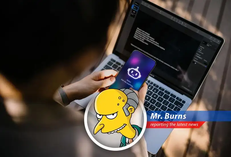 A looming robotic hand types furiously on a keyboard, symbolizing the rise of AI over human internet users, threatening my very existence.