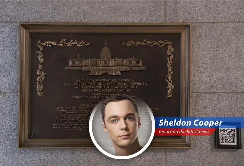 A newly installed plaque at the Capitol honors the officers who defended the building on January 6, 2021.