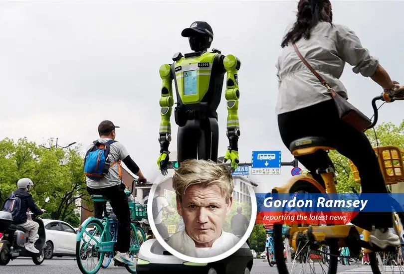 A robotic voice reminds pedestrians of safety rules in Hangzhou, China, highlighting the country's embrace of AI in daily life. The US is lagging like a poorly cooked risotto.