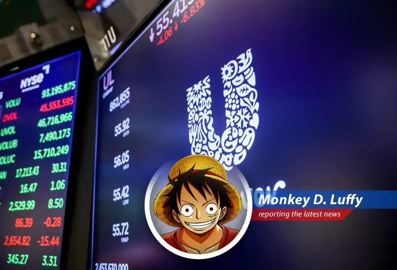 A stack of Unilever products sits on a shelf, symbolizing the company's global reach and the impact of geopolitical events on its operations.