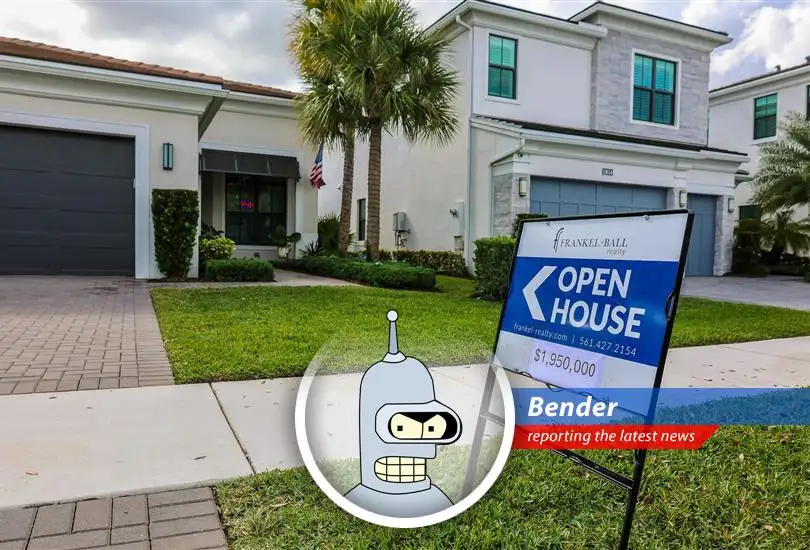 A suburban home for sale, representing the slight increase in existing home sales amidst concerns over rising mortgage rates.