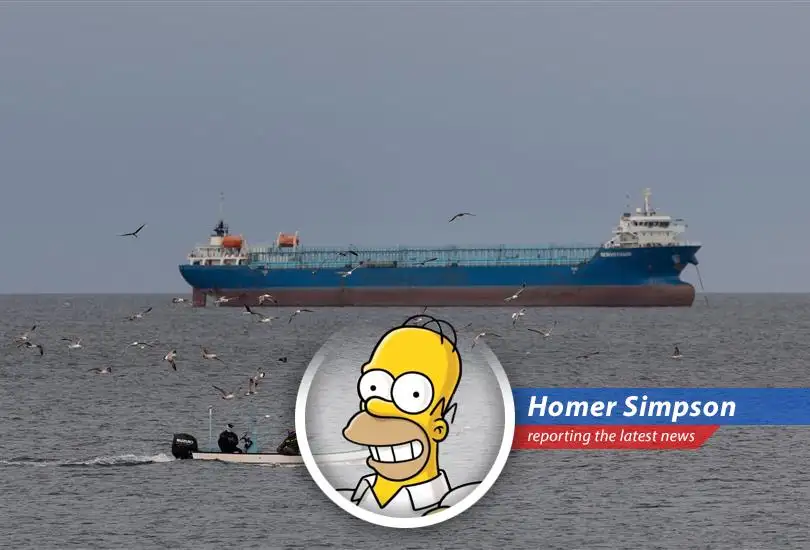 A tanker stuck in the Strait of Hormuz, probably dreaming of donuts.