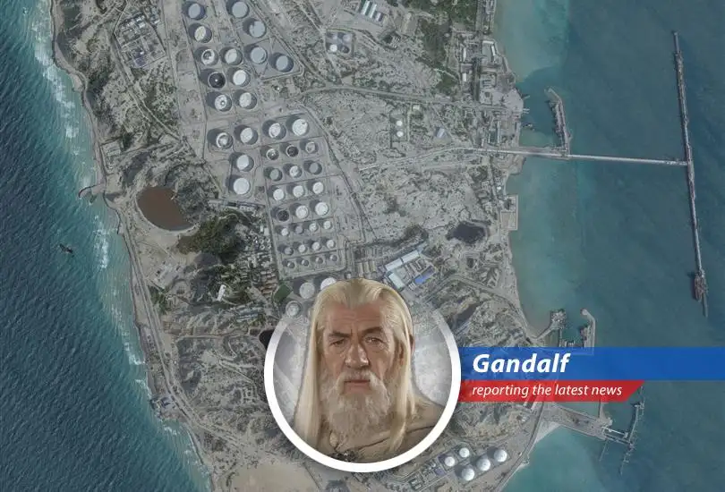 A view of the Strait of Hormuz, a critical waterway now at the center of heightened geopolitical tensions.