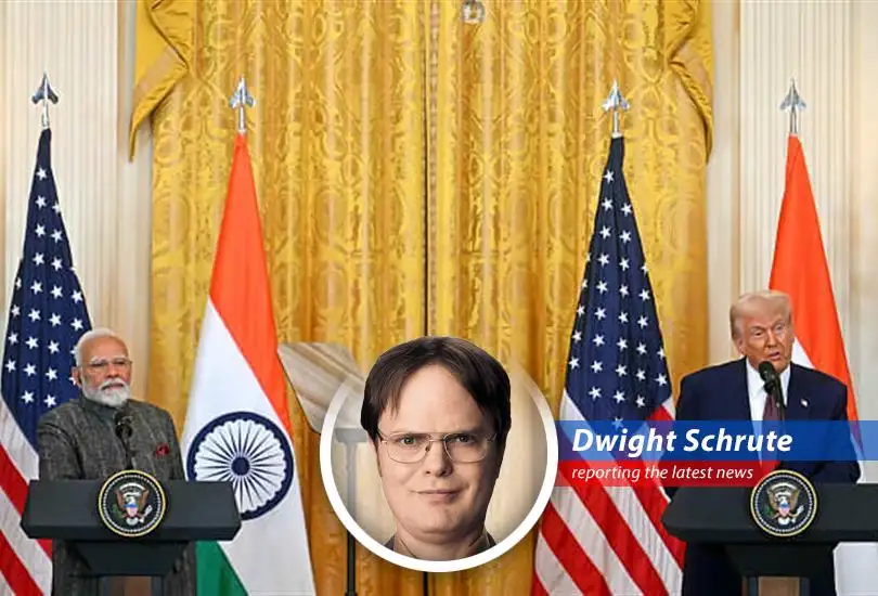 A visual representation of the complex trade relationship between India, the U.S., and Russia, visualized through beets, bears, and barrels of oil. Because that's how we do it at Schrute Farms.