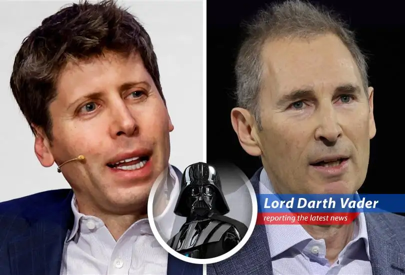 Amazon CEO Andy Jassy and OpenAI CEO Sam Altman finalize a multi-billion dollar partnership to enhance Amazon's AI capabilities through OpenAI's cutting-edge technology. The Force is strong with this one.