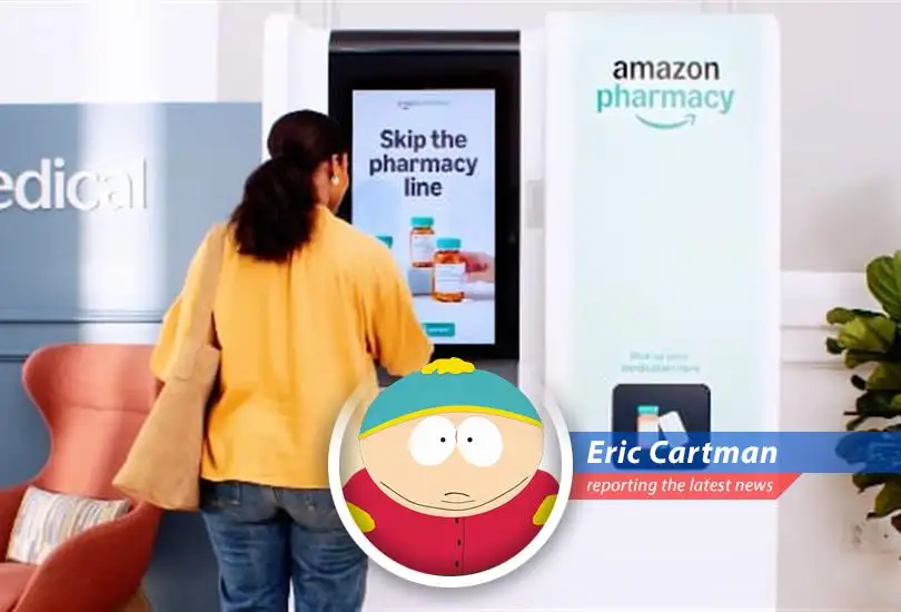 Amazon expands its pharmaceutical empire, offering same-day delivery of Ozempic pills. Cartman wonders if this is a slippery slope to a world of automated healthcare and floating chairs.