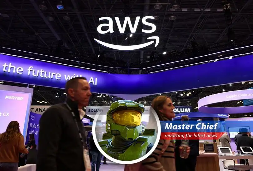 Amazon's headquarters against a stormy sky, symbolizing investor apprehension about the company's AI investments.