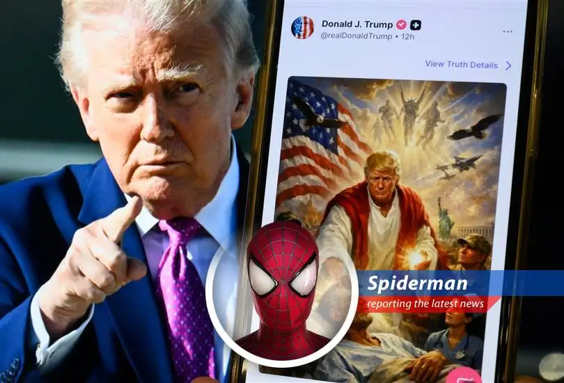 An AI-generated image depicting Donald Trump as a Jesus-like figure, which was later deleted from Truth Social following widespread criticism.