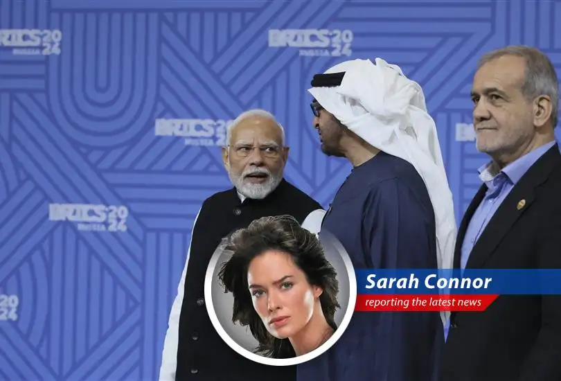 An Indian oil tanker navigates through turbulent waters, symbolizing India's complex energy security challenges.