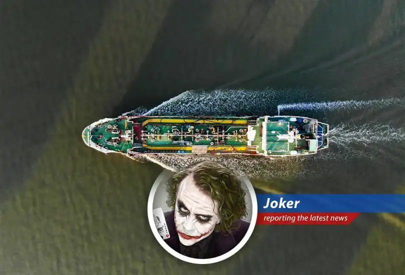 An oil tanker navigates troubled waters amidst rising geopolitical tensions in the Middle East what a joke.