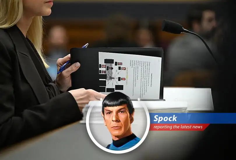 Attorney General Pam Bondi at a House Judiciary Committee hearing, where a binder labeled 'Jayapal Pramila Search History' was visible.