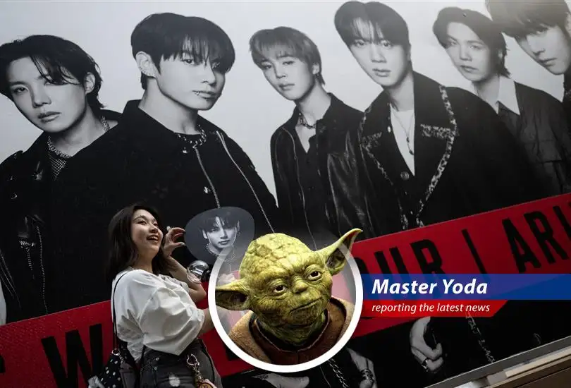 BTS members performing during a concert, showcasing their global appeal and impact on Hybe's market capitalization