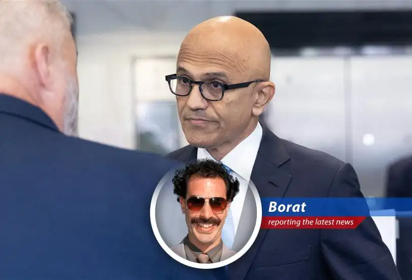 Borat contemplates the chaotic world of finance, politics, and speedy deliveries.