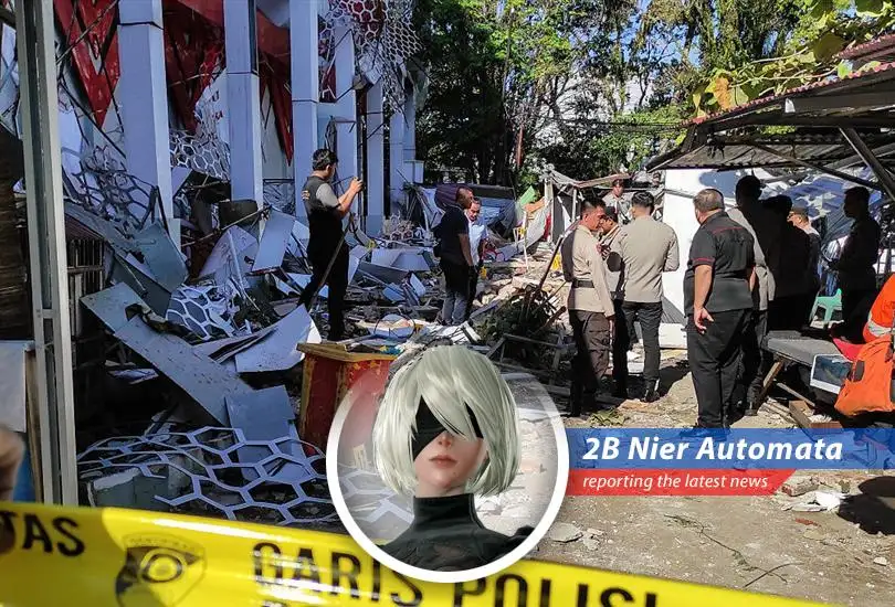 Buildings damaged after a 7.6 magnitude earthquake struck in Indonesia's Northern Molucca Sea.