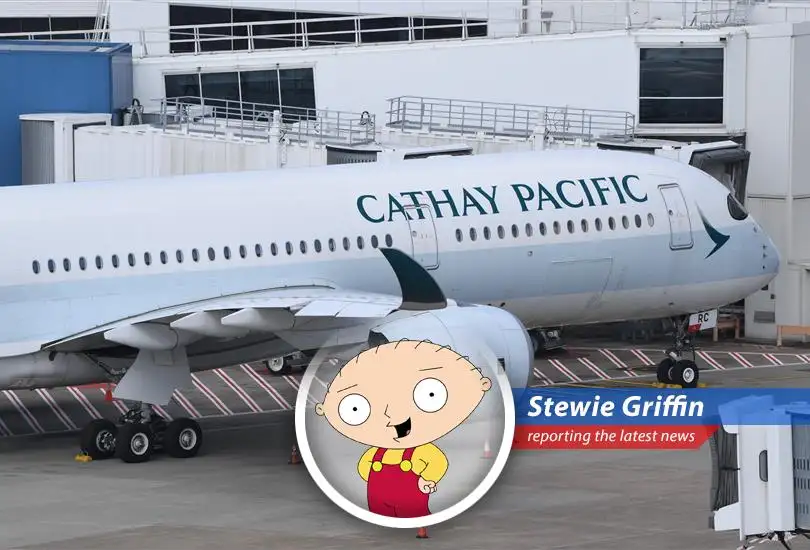 Cathay Pacific aircraft at Hong Kong International Airport, facing headwinds from global fuel price increases.