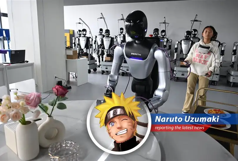 Chinese humanoid robots are deployed in factories and airports, showcasing advanced manufacturing capabilities.