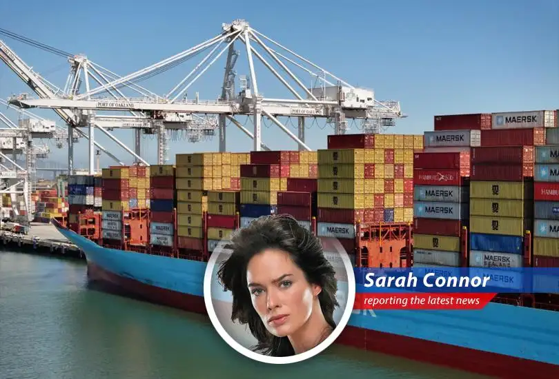 Container ships idle in the Persian Gulf as global trade faces unprecedented disruption due to geopolitical tensions.