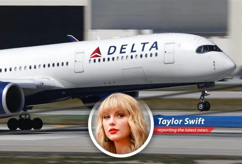 Delta Air Lines plane at an airport gate. The airline has increased its baggage fees in response to rising jet fuel prices.