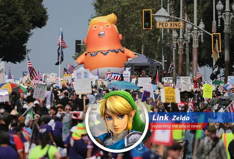 Demonstrators gather in Saint Paul, Minnesota, protesting President Trump's policies.