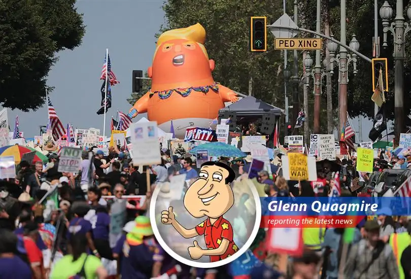 Demonstrators gather in Washington D.C. to protest against the president's policies as part of the No Kings rallies.