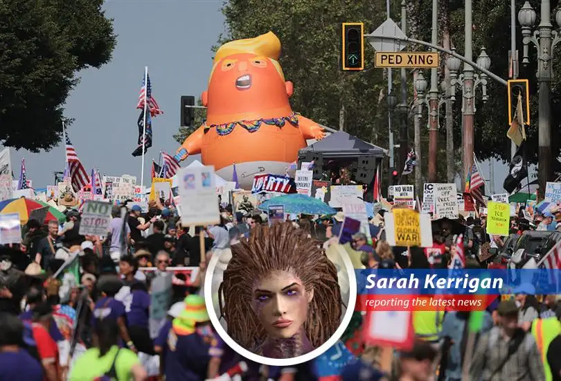 Demonstrators rally against perceived authoritarian tendencies and aggressive policies, showcasing a united front.