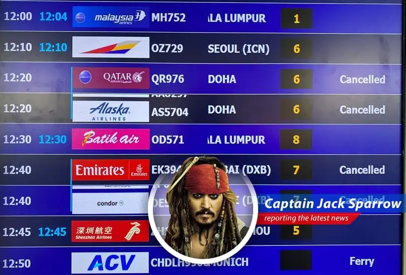 Empty check-in counters reflect the widespread travel disruption caused by Middle East airspace closures.