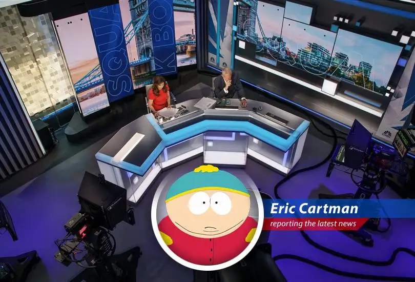 Eric Cartman, financial guru, ponders the mysteries of the stock market while wearing his lucky Coon pajamas