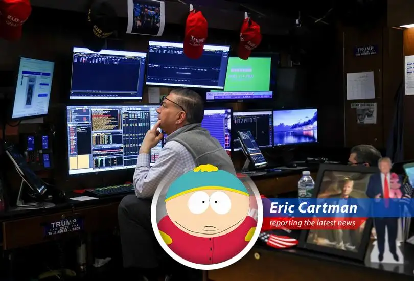 Eric Cartman investigates the financial markets, probably for his own benefit.