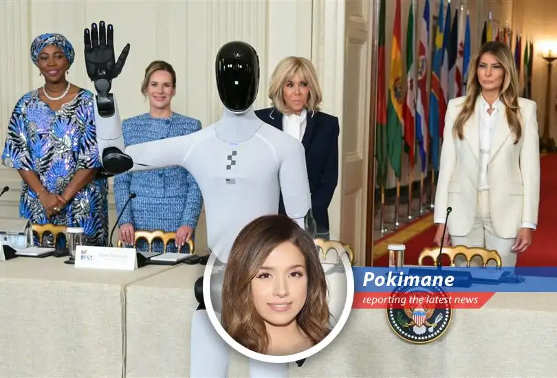 First Lady Melania Trump with Figure 3, the humanoid robot, at the Fostering the Future Together Global Coalition Summit.