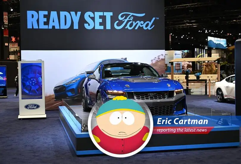 Ford's stock price takes a nosedive reminiscent of Kenny's unfortunate encounters with gravity.