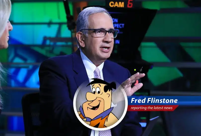 Fred Flinstone ponders the mysteries of Amazon's stock performance. It's a Great Gazoo of a company