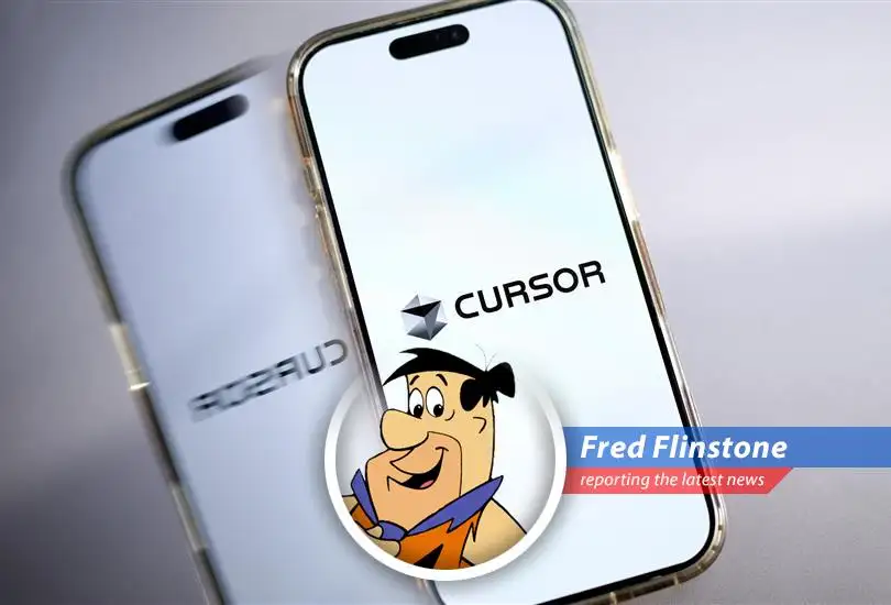 Fred Flinstone scratches his head looking at a modern computer, wondering if even Dino could figure out this newfangled AI coding.