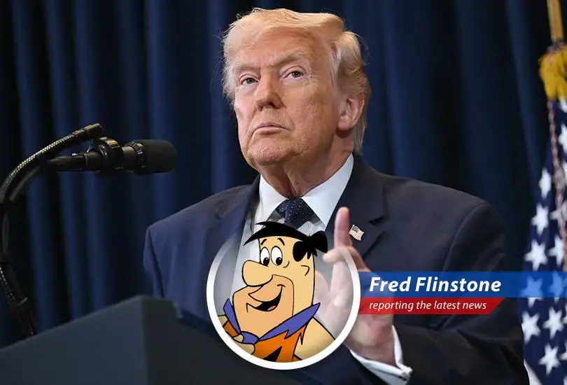 Fred Flinstone scratching his head over the Supreme Court ruling on tariffs.