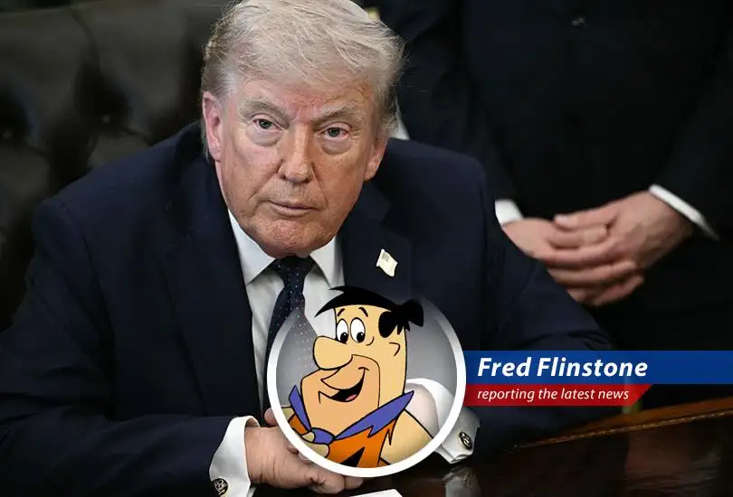 Fred contemplates the international political landscape, likely involving rocks, clubs, and maybe a dinosaur or two.