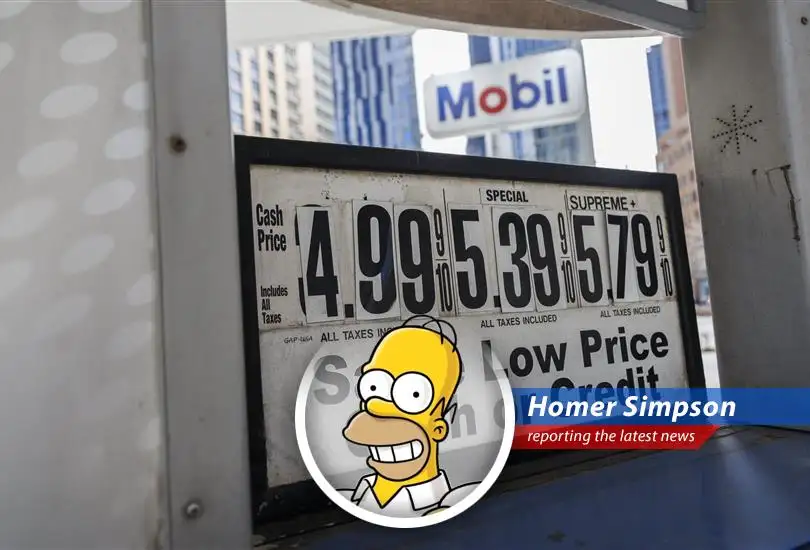 Gas prices soar, leaving Americans feeling like they're saying 'd'oh' every time they fill up.