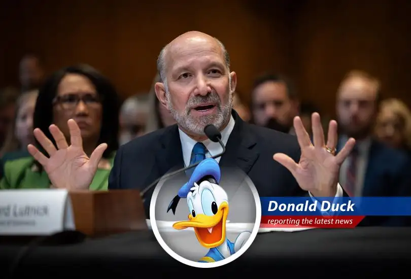 Howard Lutnick leaving a closed-door interview with the House Oversight Committee regarding Jeffrey Epstein.