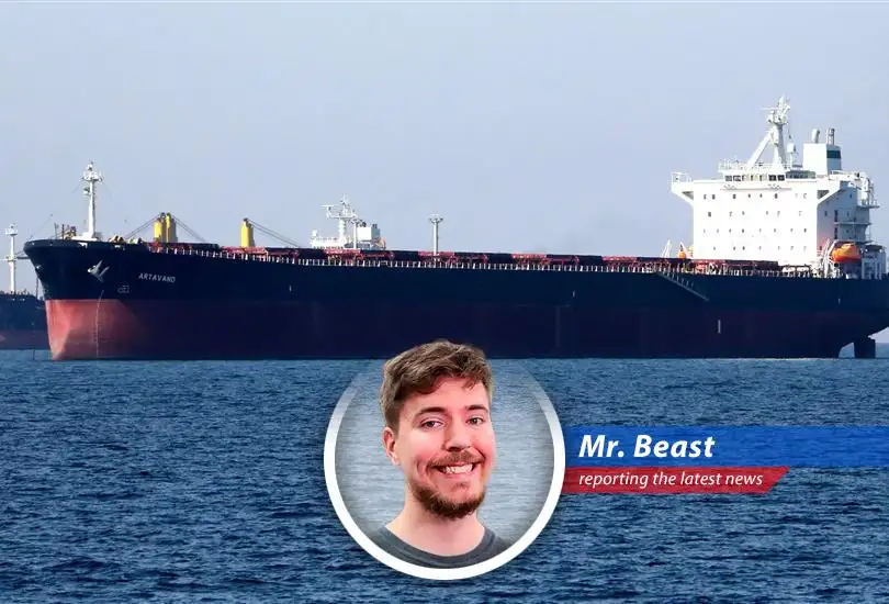 Iranian oil tanker navigating the Strait of Hormuz, a critical global oil trade route.